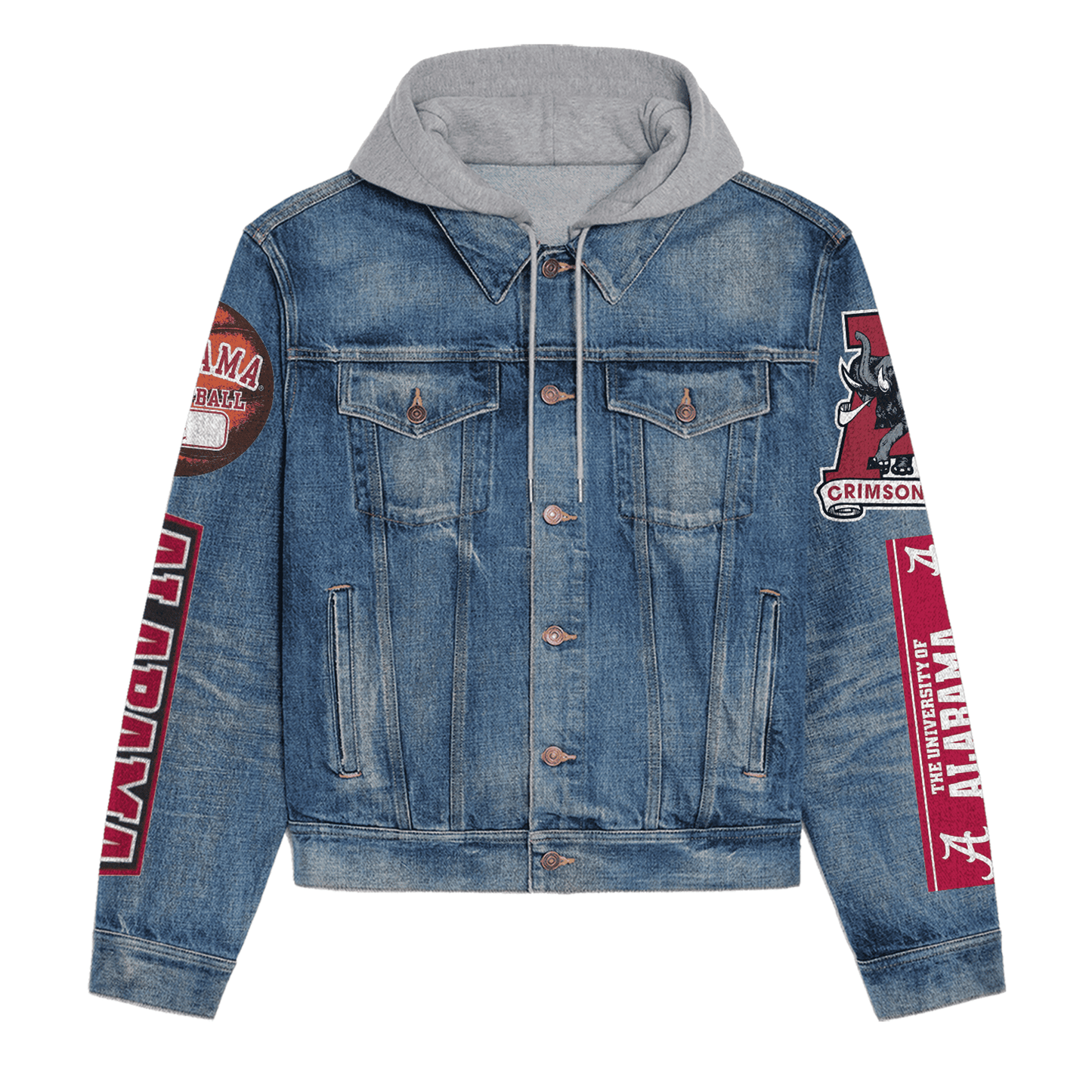 Abama Crimson Tide  Premium Hooded Denim Jacket New Collection AZBTHDJ000361