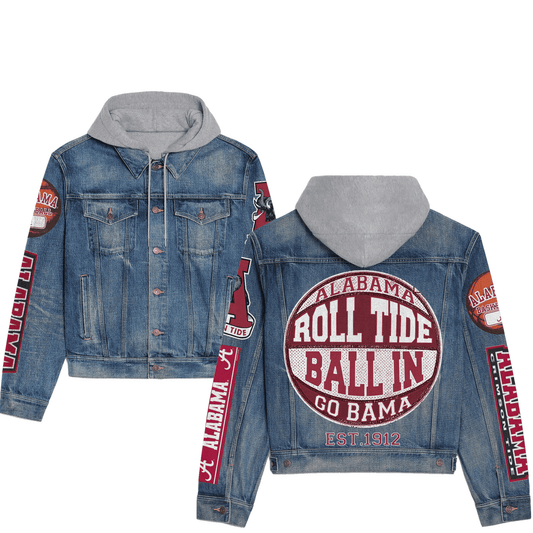 Abama Crimson Tide  Premium Hooded Denim Jacket New Collection AZBTHDJ000361