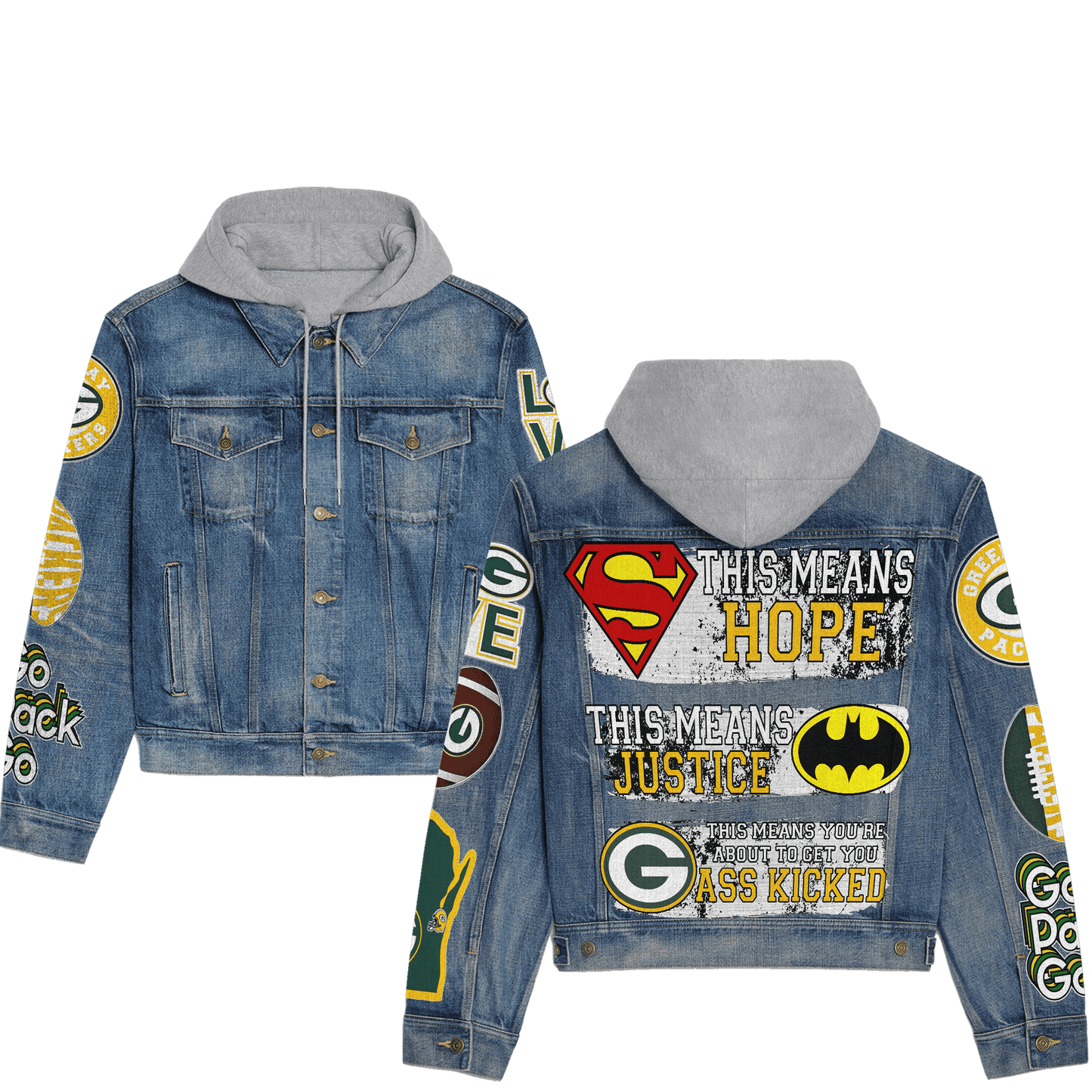 Green Bay Packers Premium Hooded Denim Jacket New Collection AZBTHDJ000131