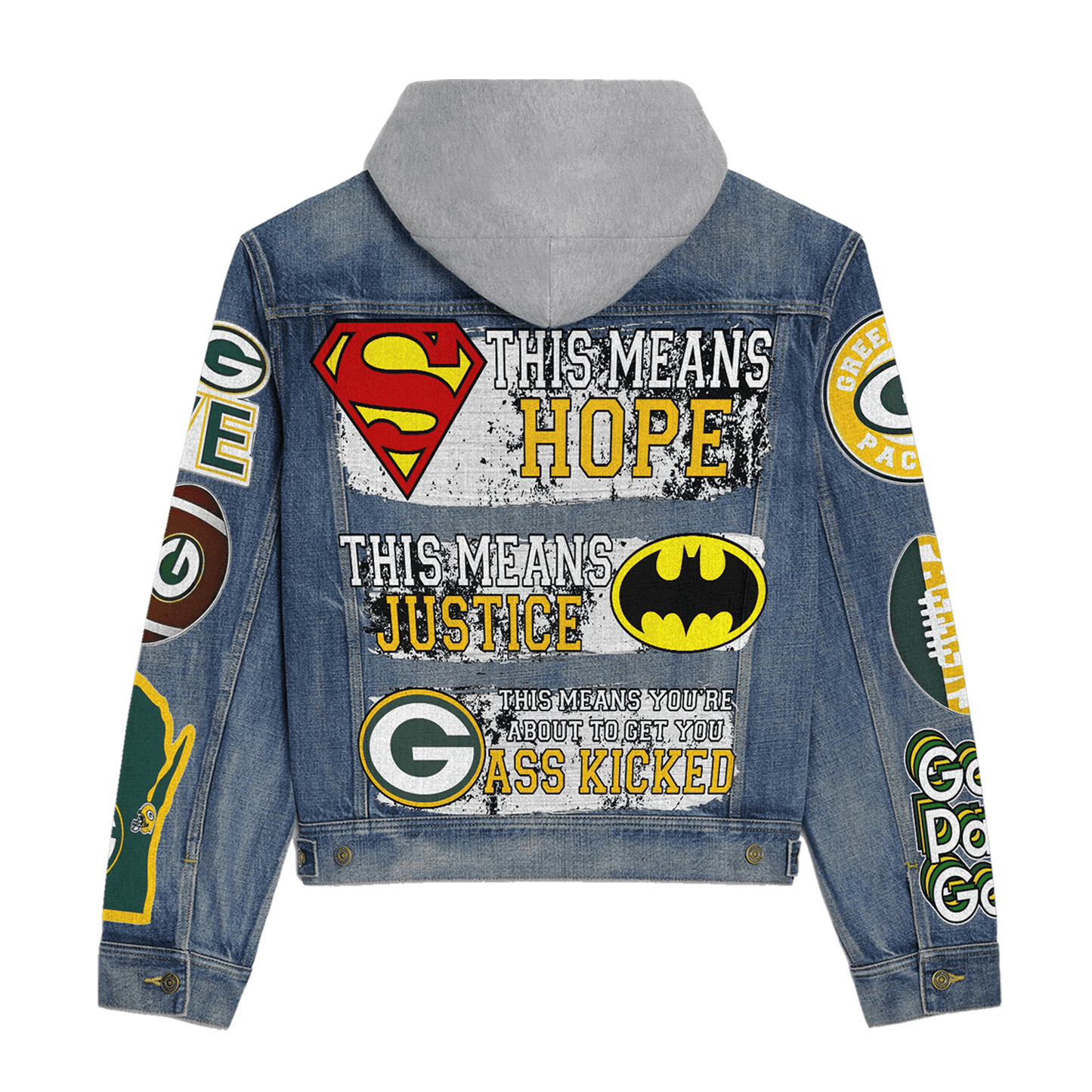 Green Bay Packers Premium Hooded Denim Jacket New Collection AZBTHDJ000131