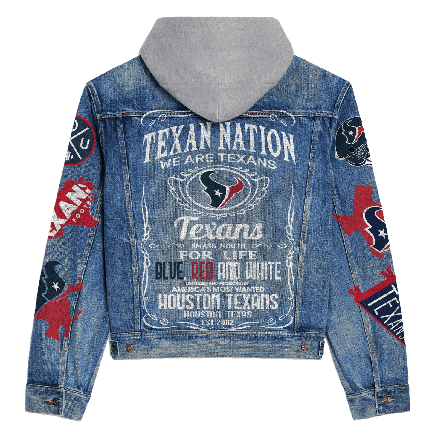 Houston Texans Premium Hooded Denim Jacket New Collection AZBTHDJ000132