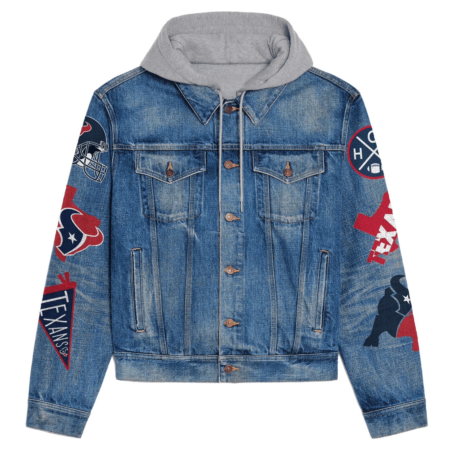 Houston Texans Premium Hooded Denim Jacket New Collection AZBTHDJ000132