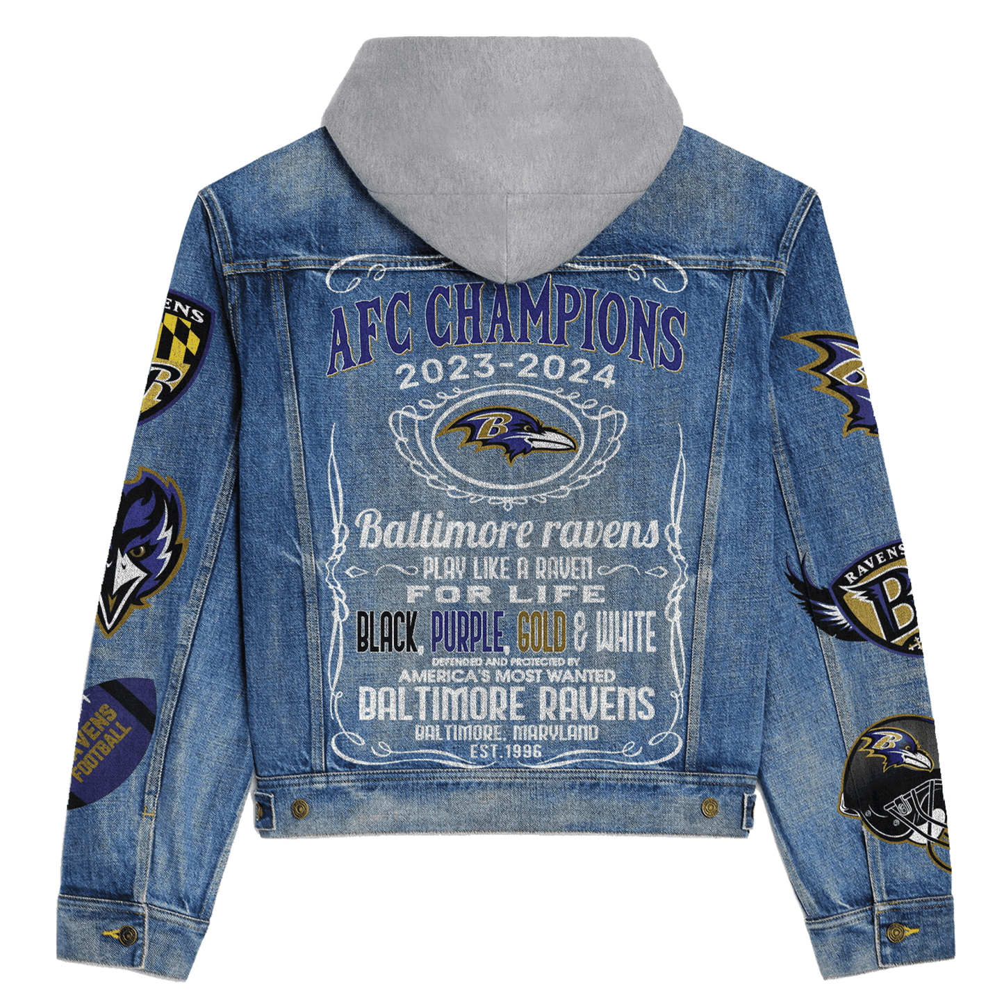 Baltimore Ravens Premium Hooded Denim Jacket New Collection AZBTHDJ000133