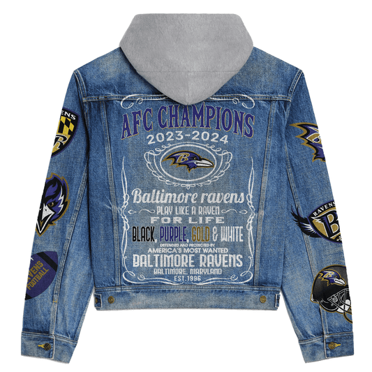 Baltimore Ravens Premium Hooded Denim Jacket New Collection AZBTHDJ000133
