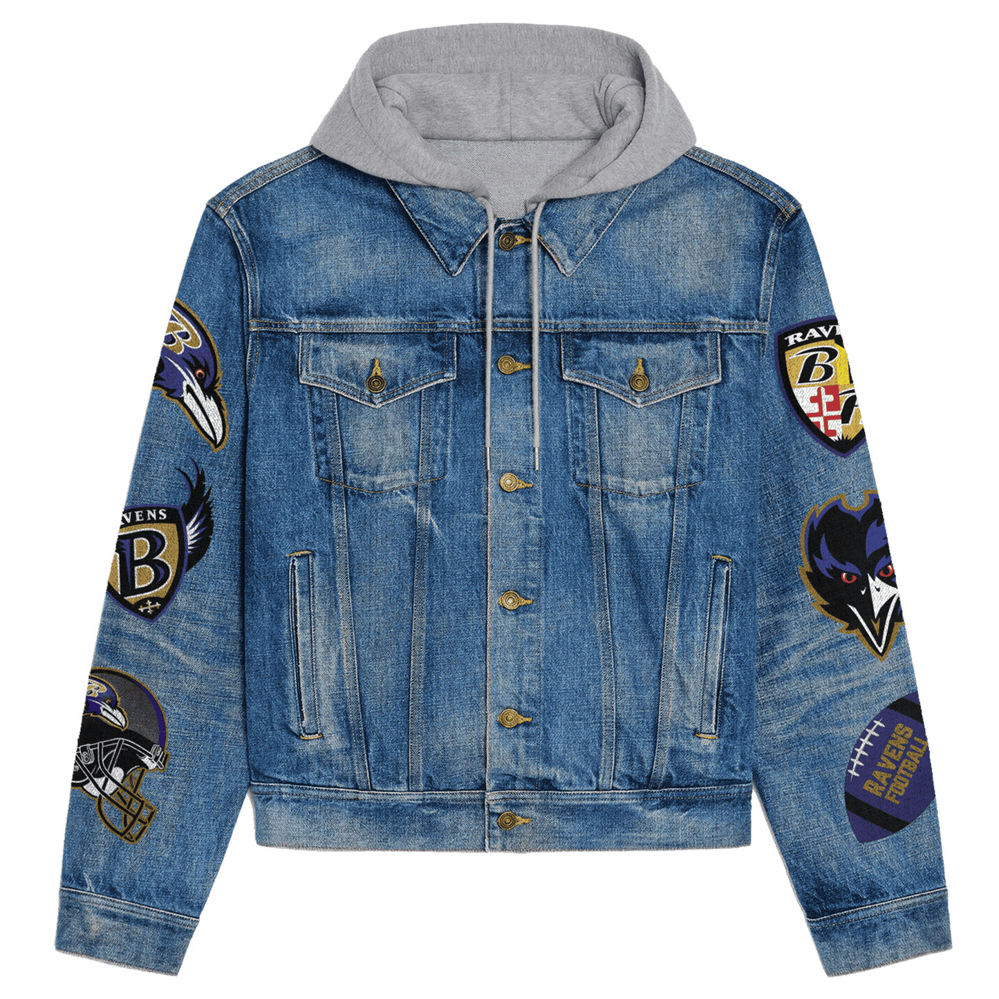 Baltimore Ravens Premium Hooded Denim Jacket New Collection AZBTHDJ000133