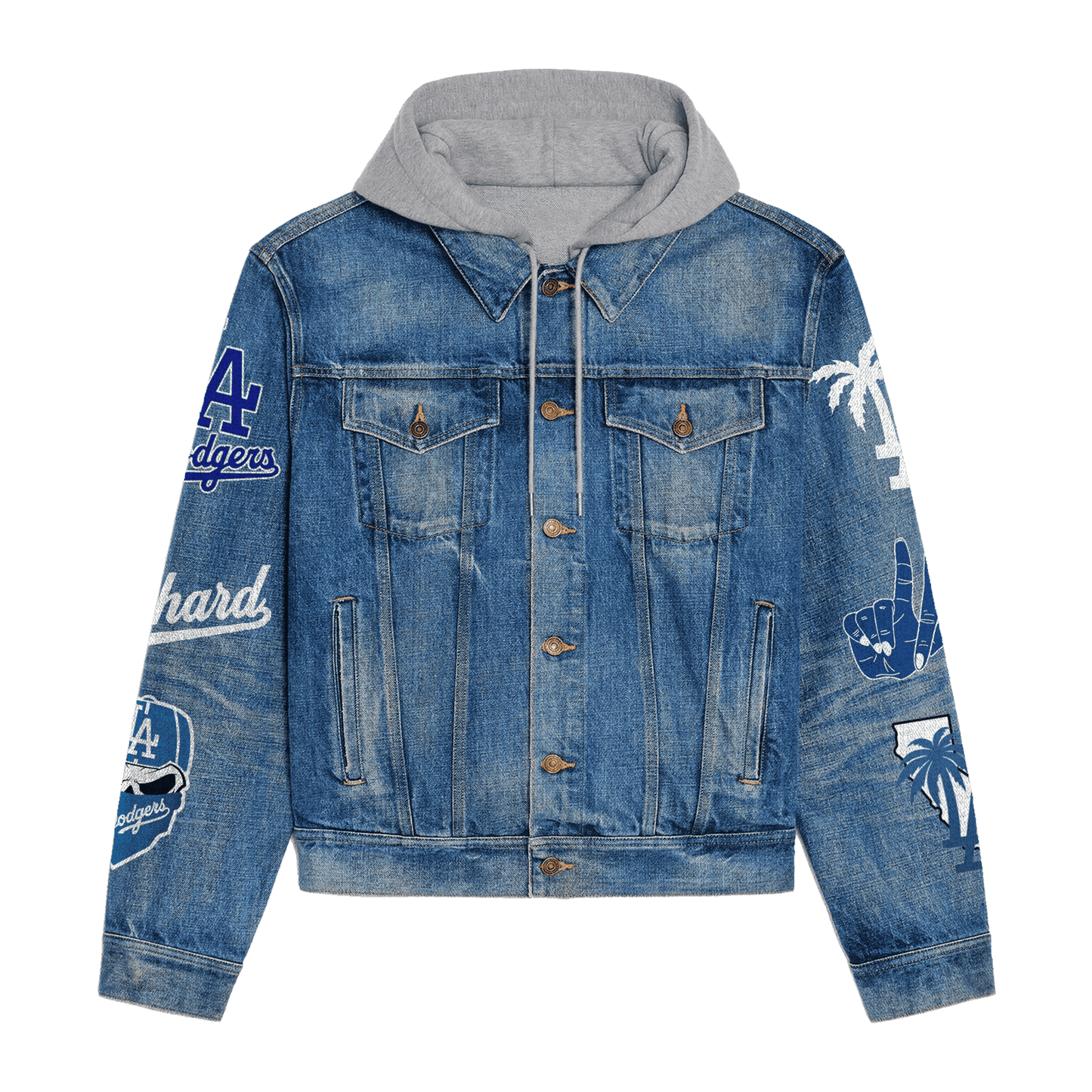 Los Angeles Dodgers Premium Hooded Denim Jacket New Collection AZBTHDJ000545
