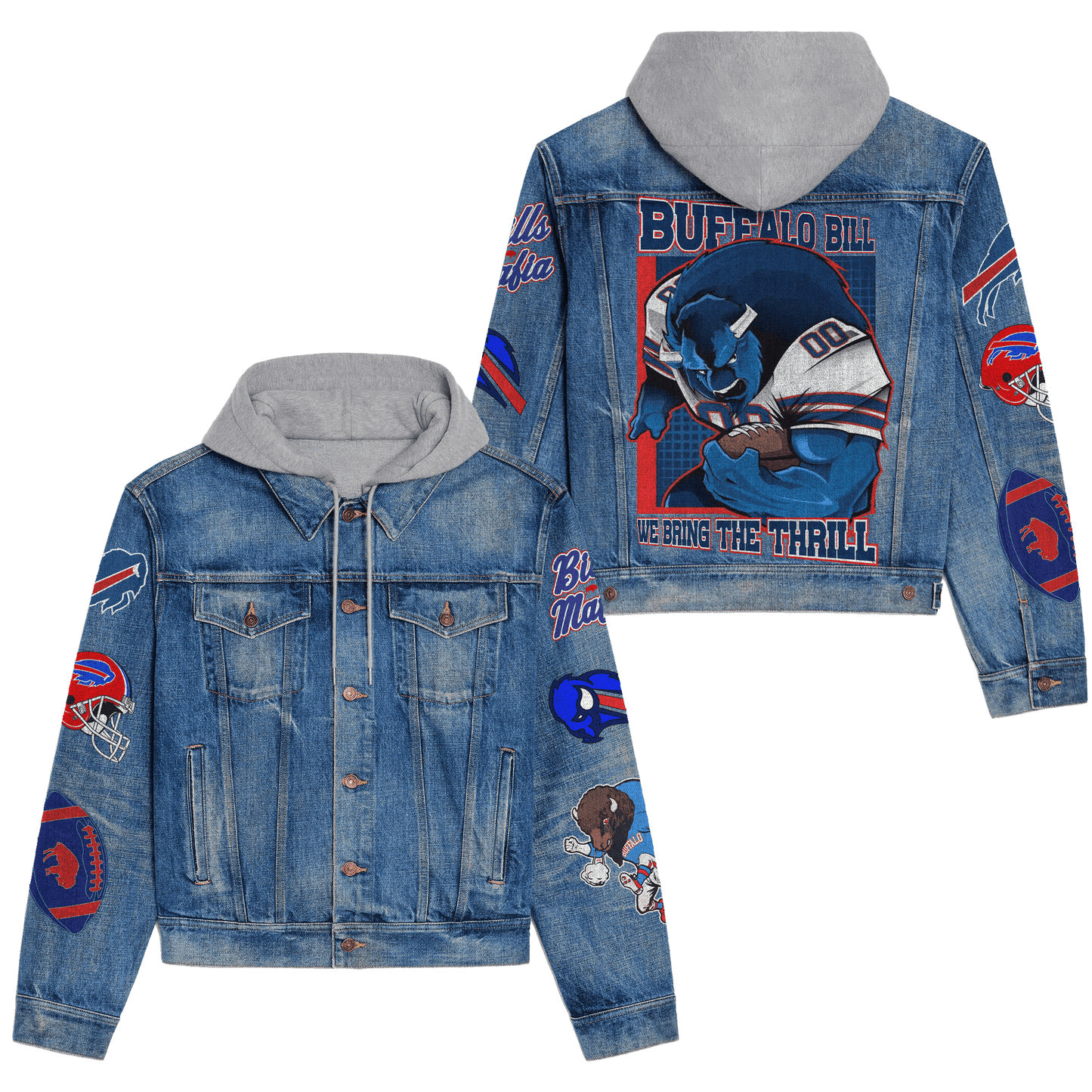 Buffalo Bills Premium Hooded Denim Jacket New Collection AZBTHDJ000137