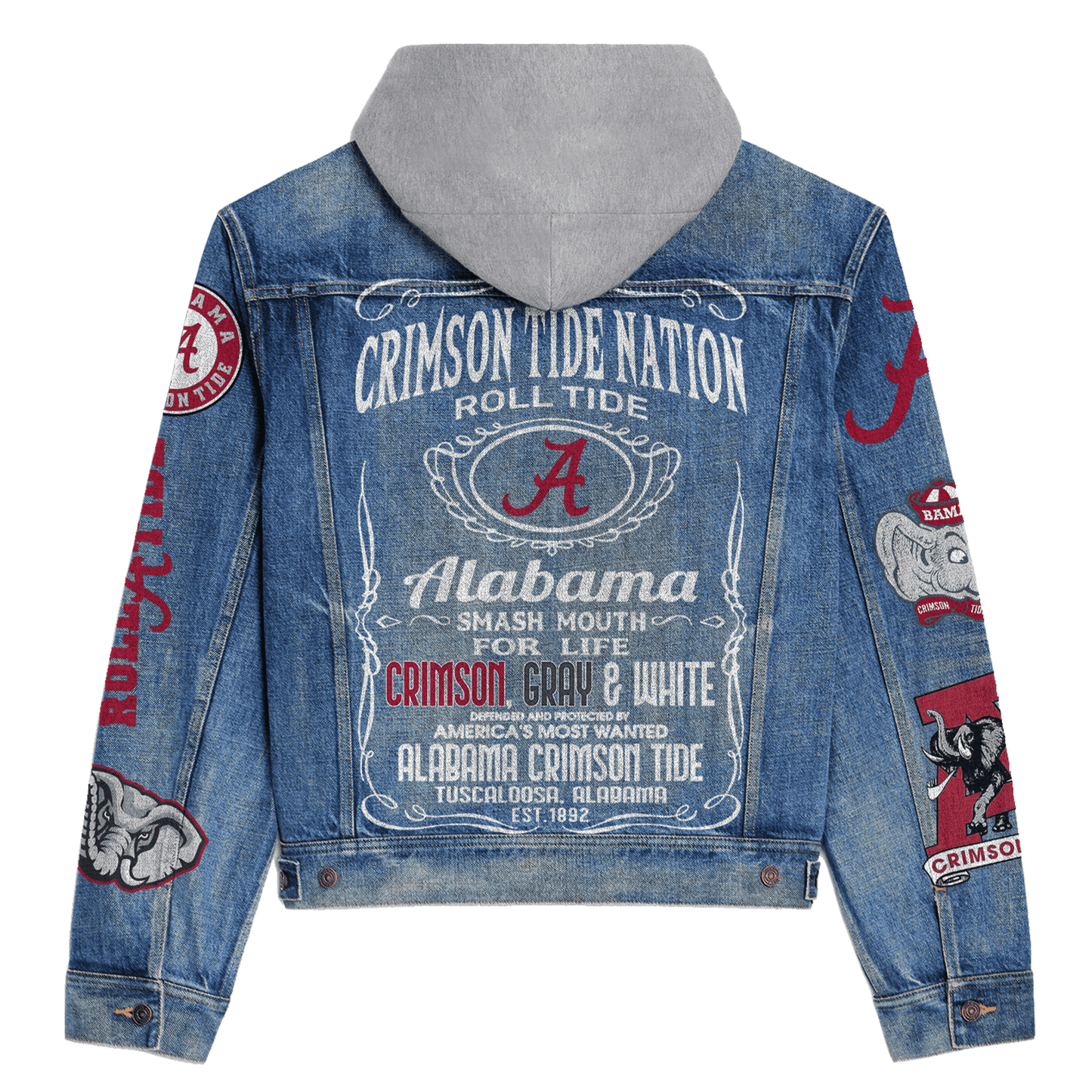 Abama Crimson Tide  Premium Hooded Denim Jacket New Collection AZBTHDJ000363