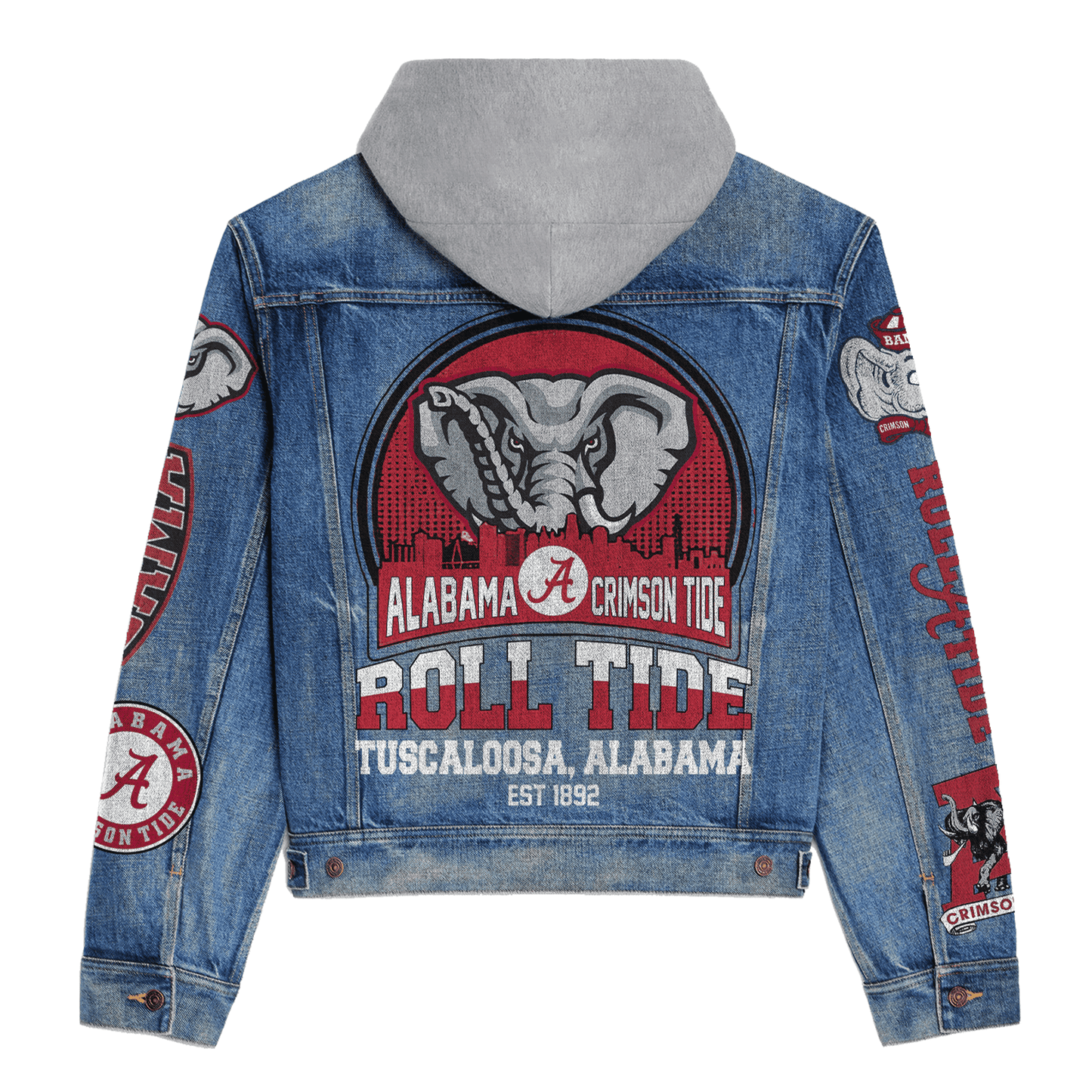 Abama Crimson Tide  Premium Hooded Denim Jacket New Collection AZBTHDJ000364
