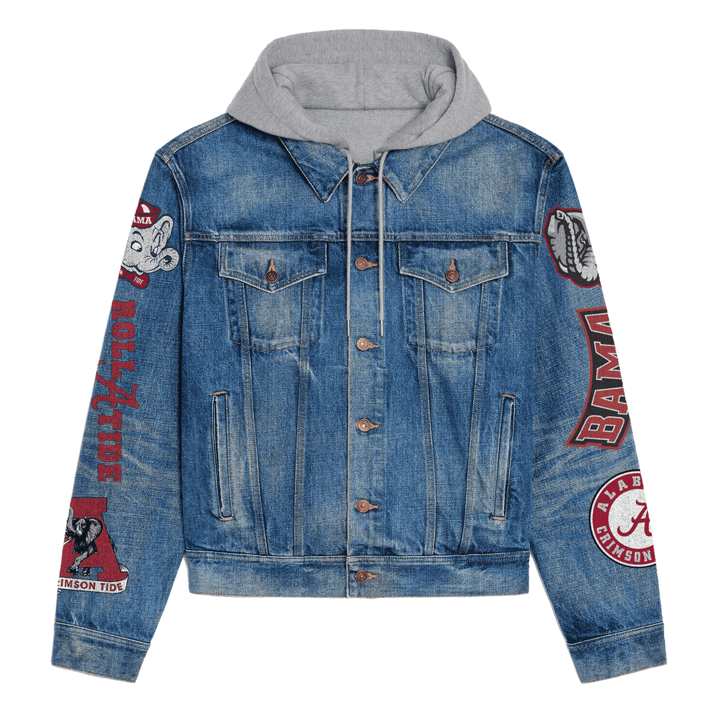 Abama Crimson Tide  Premium Hooded Denim Jacket New Collection AZBTHDJ000364