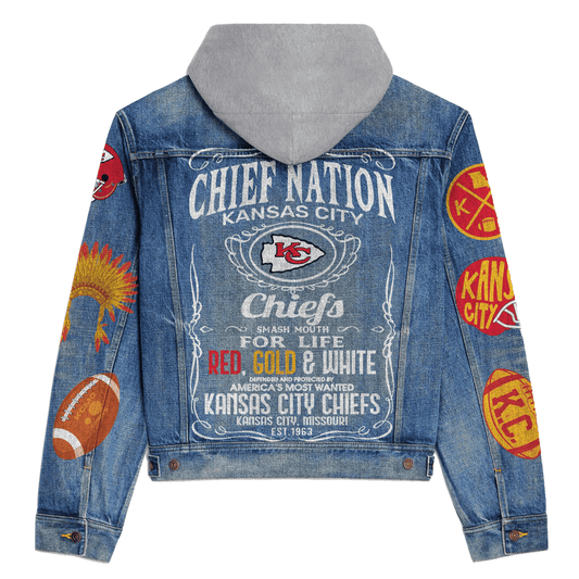 Kansas City Chiefs Premium Hooded Denim Jacket New Collection AZBTHDJ000139