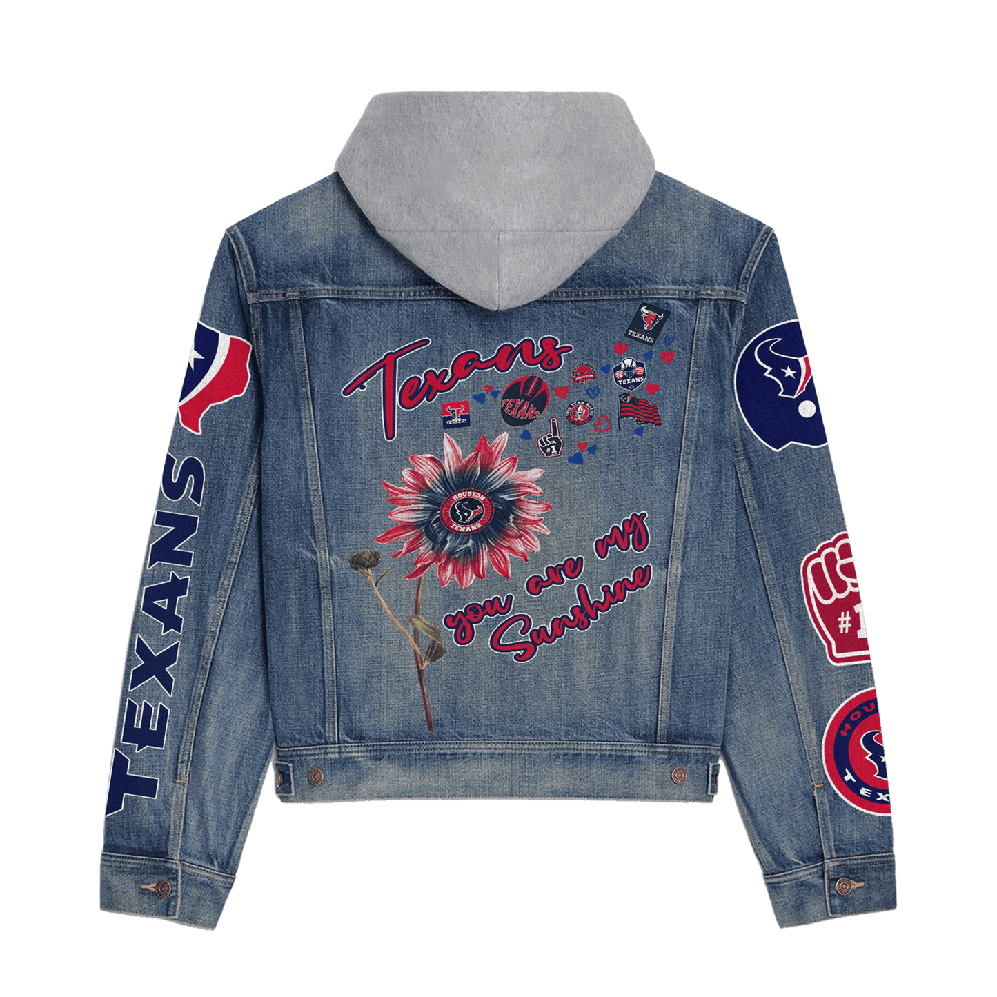Houston Texans Premium Hooded Denim Jacket New Collection AZBTHDJ000215