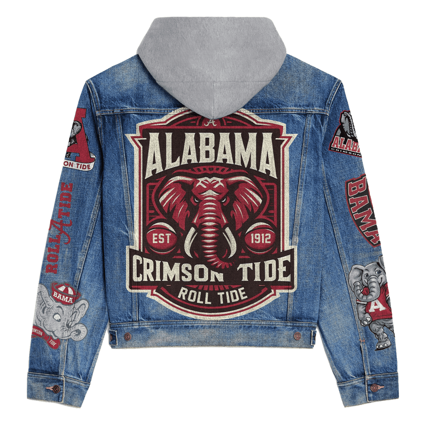 Abama Crimson Tide  Premium Hooded Denim Jacket New Collection AZBTHDJ000432