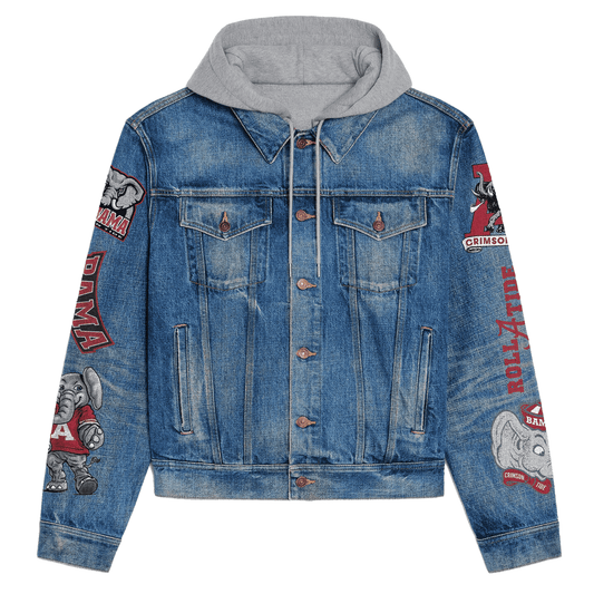 Abama Crimson Tide  Premium Hooded Denim Jacket New Collection AZBTHDJ000432
