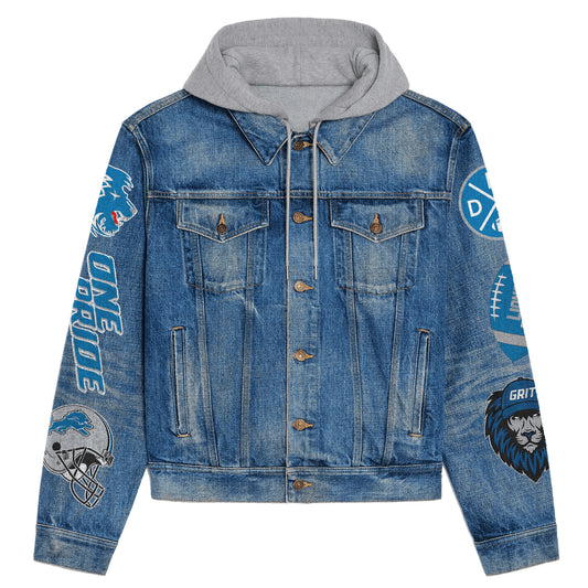 Detroit Lions Premium Hooded Denim Jacket New Collection AZBTHDJ000216