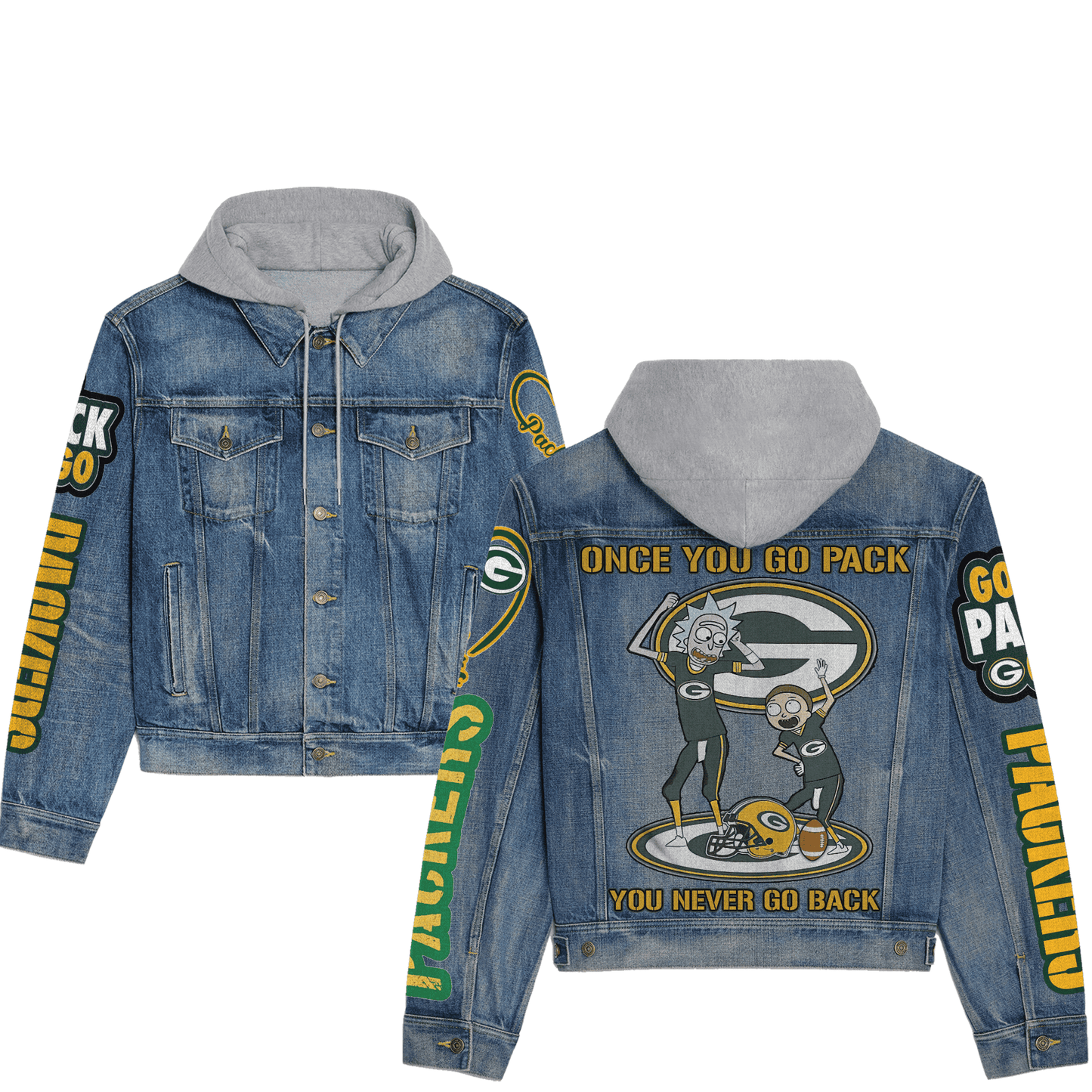 Green Bay Packers Premium Hooded Denim Jacket New Collection AZBTHDJ000217