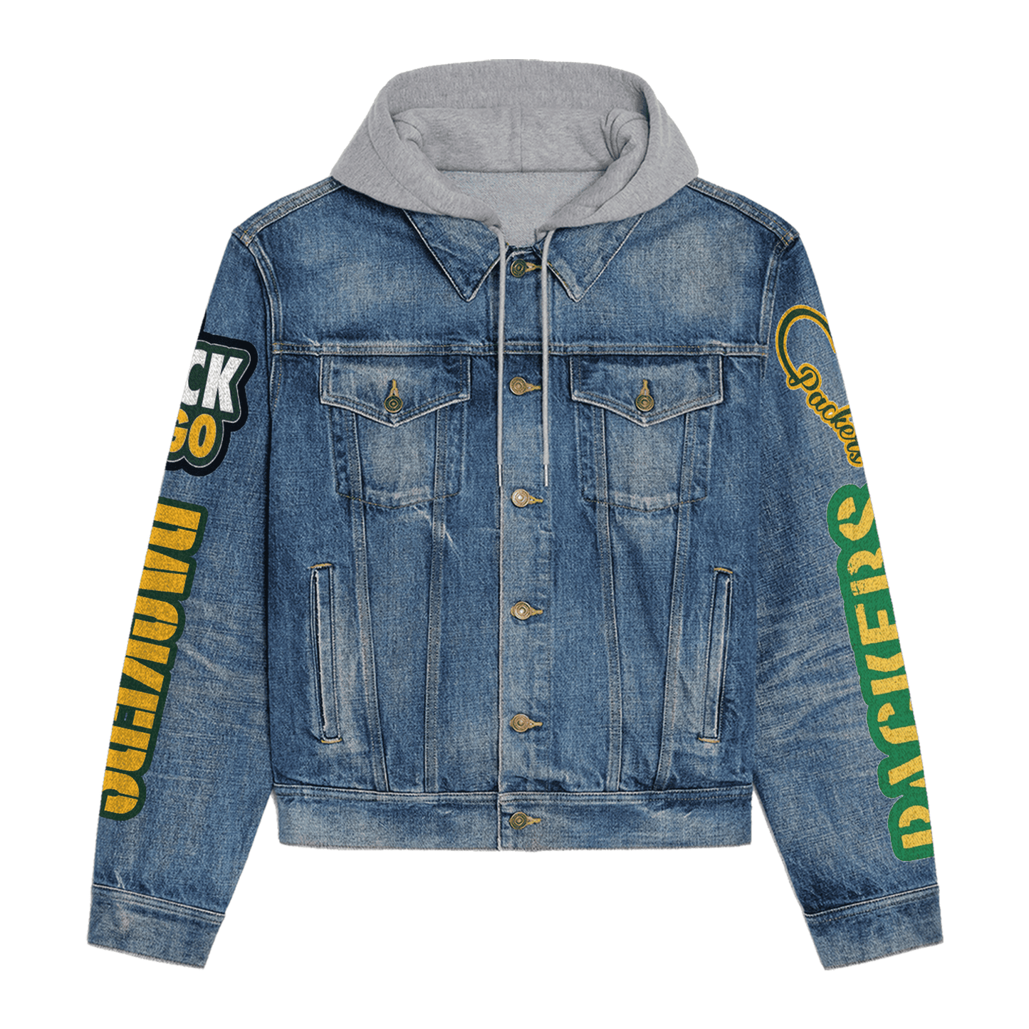 Green Bay Packers Premium Hooded Denim Jacket New Collection AZBTHDJ000217