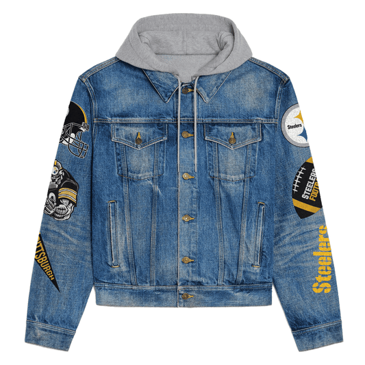 Pittsburgh Steelers Premium Hooded Denim Jacket New Collection AZBTHDJ000221