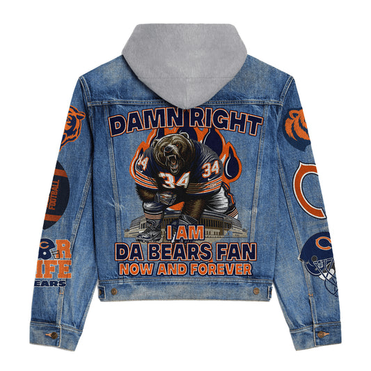 Chicago Bears Premium Hooded Denim Jacket New Collection AZBTHDJ000222