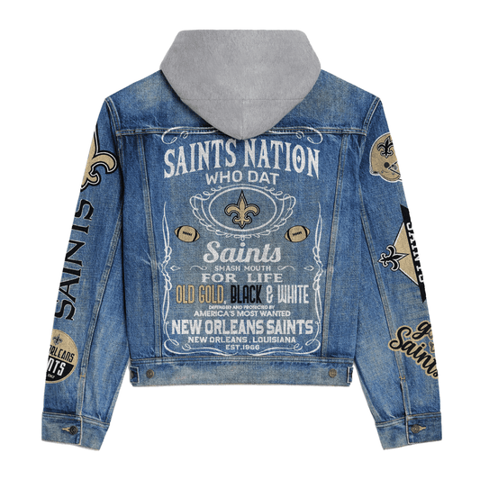 New Orleans Saints Premium Hooded Denim Jacket New Collection AZBTHDJ000226