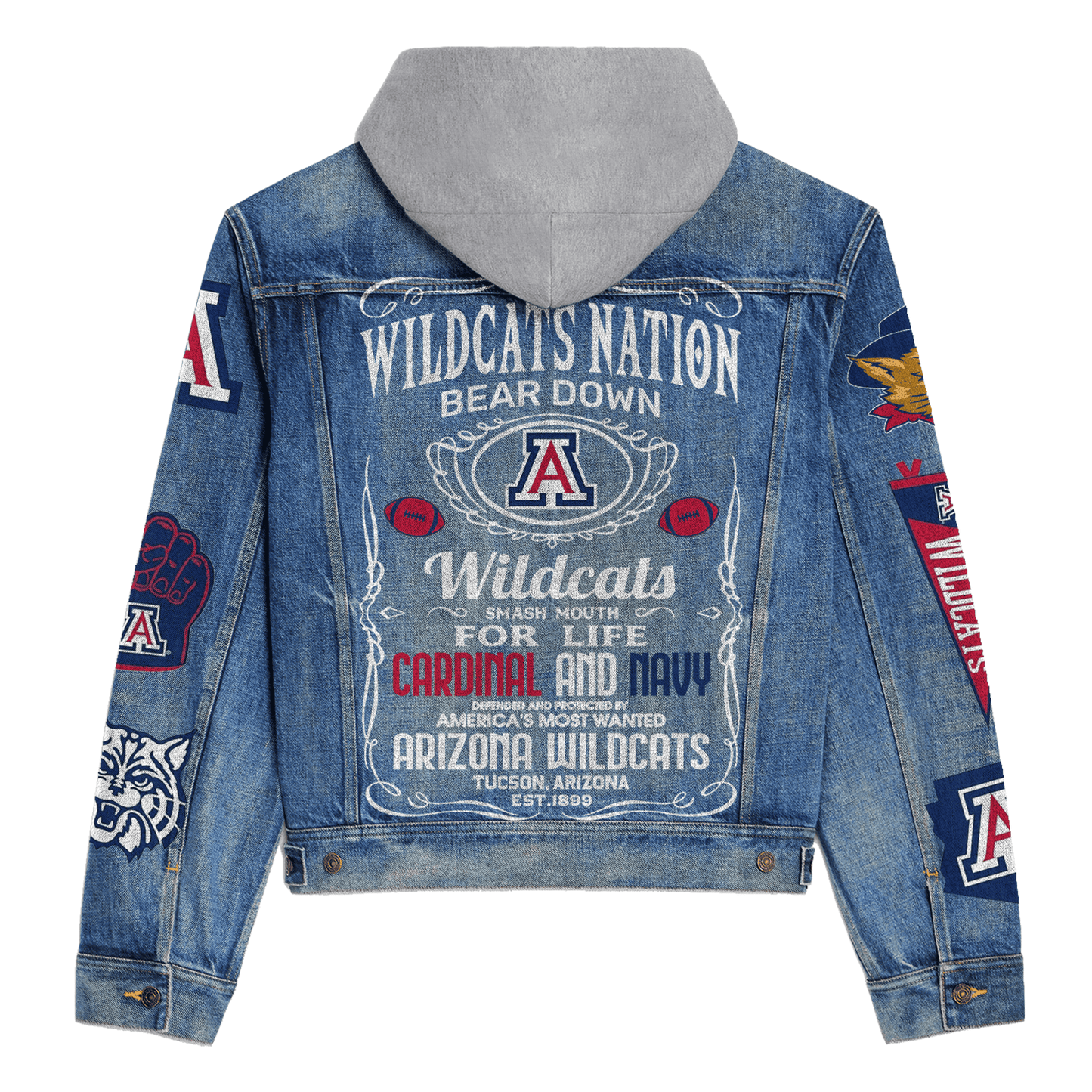 Arizona Wildcats Premium Hooded Denim Jacket New Collection AZBTHDJ000436