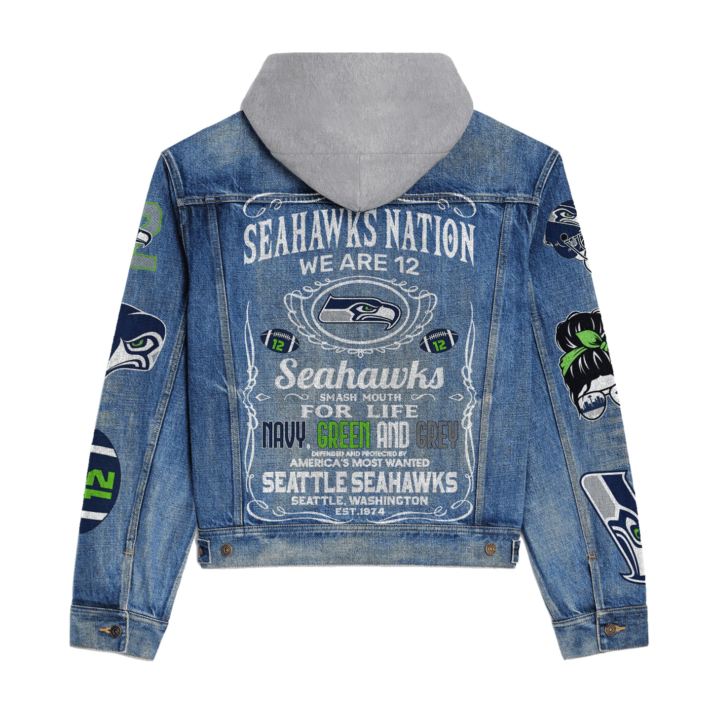 Seattle Seahawks Premium Hooded Denim Jacket New Collection AZBTHDJ000227