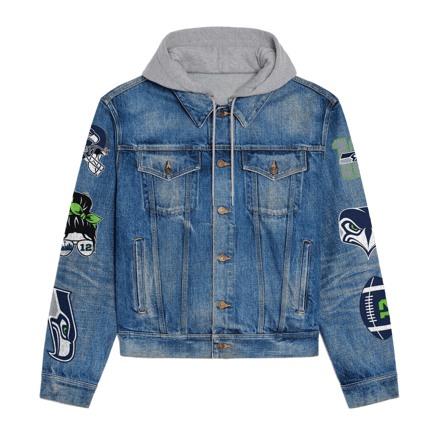 Seattle Seahawks Premium Hooded Denim Jacket New Collection AZBTHDJ000227