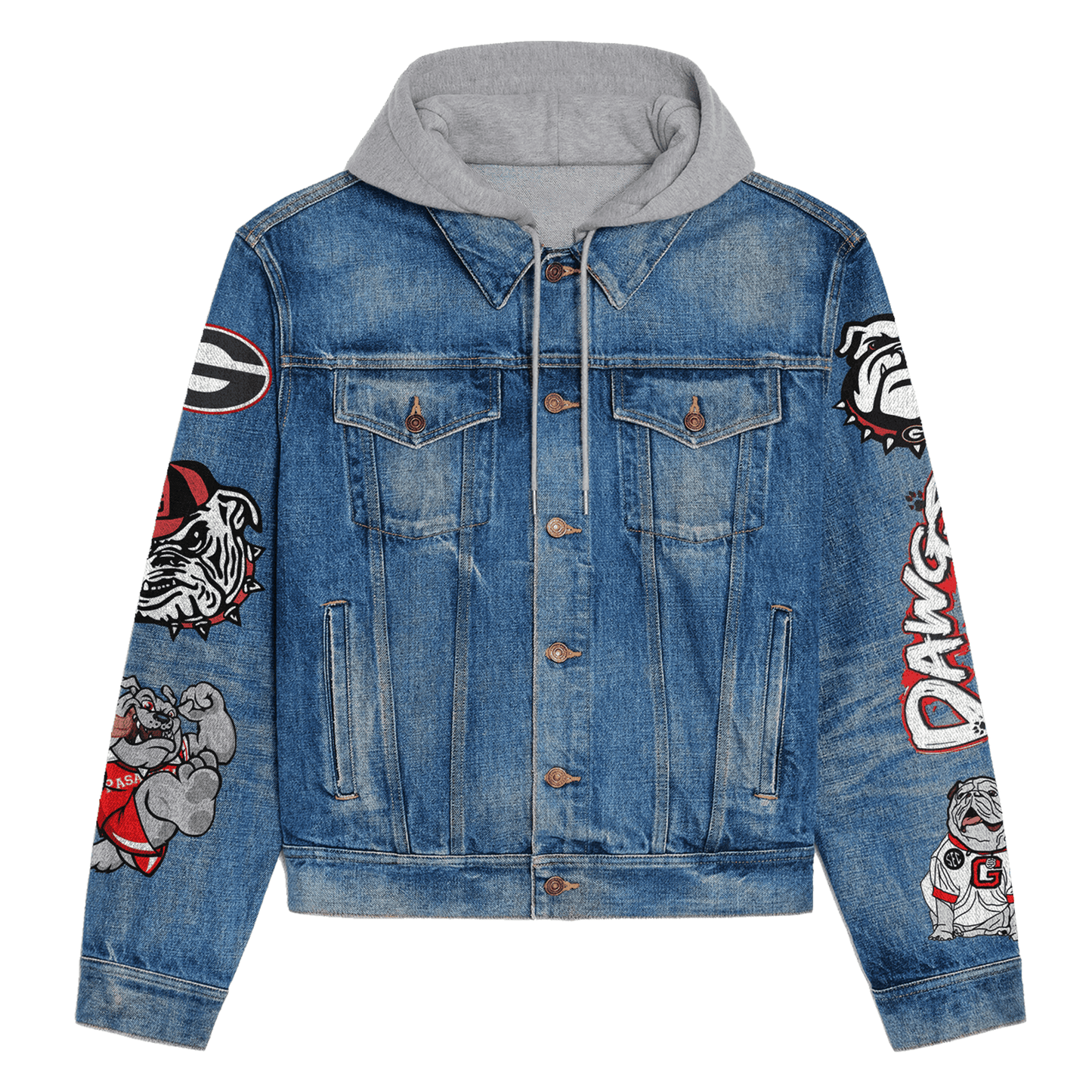 Georgia Bulldogs  Premium Hooded Denim Jacket New Collection AZBTHDJ000439