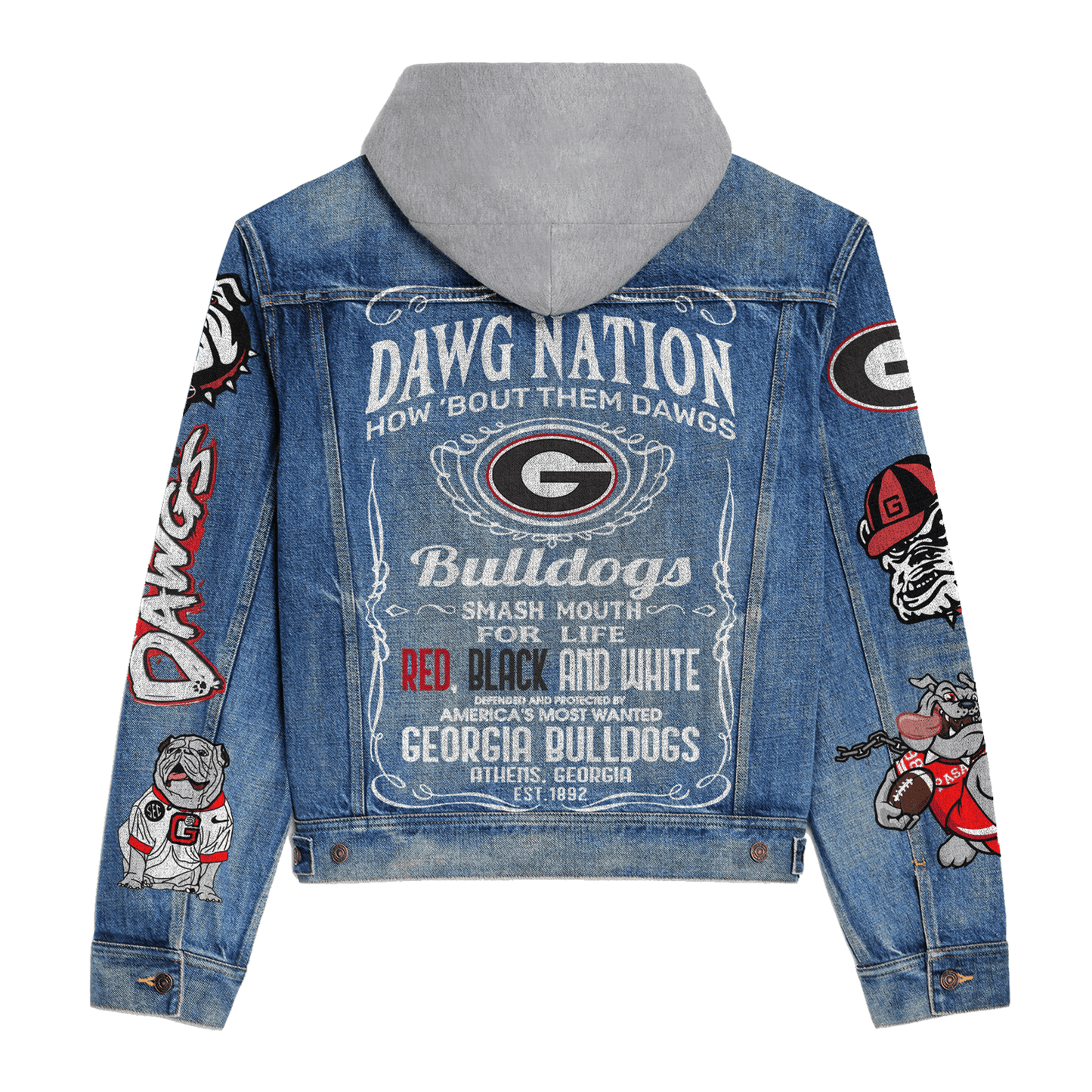 Georgia Bulldogs  Premium Hooded Denim Jacket New Collection AZBTHDJ000440