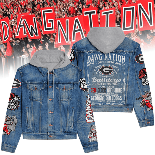 Georgia Bulldogs  Premium Hooded Denim Jacket New Collection AZBTHDJ000440