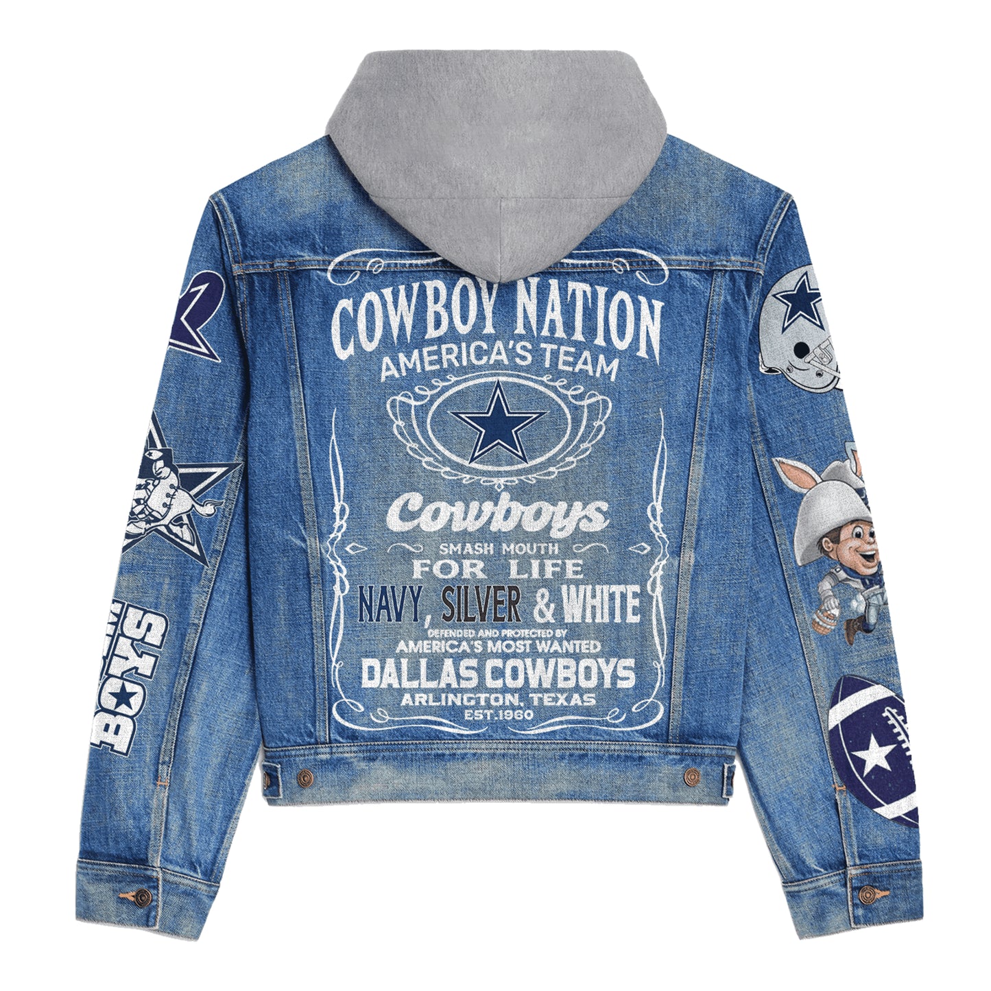 Dallas Cowboys Premium Hooded Denim Jacket New Collection AZBTHDJ000214