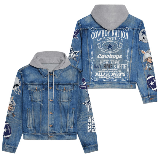 Dallas Cowboys Premium Hooded Denim Jacket New Collection AZBTHDJ000214