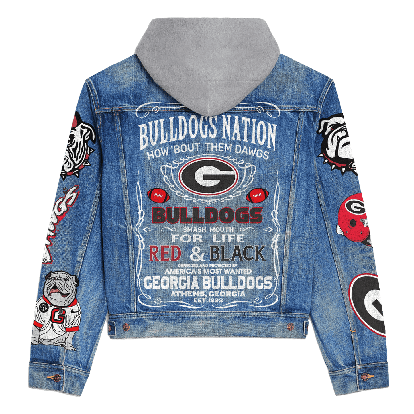 Georgia Bulldogs  Premium Hooded Denim Jacket New Collection AZBTHDJ000395