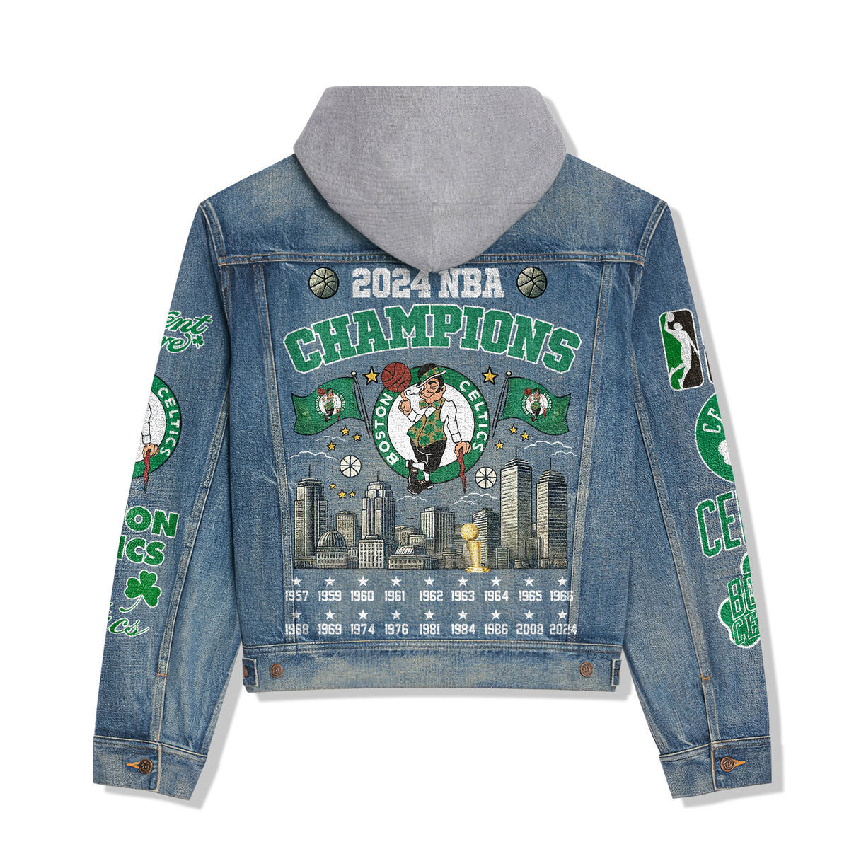 Boston Celtics Premium Hooded Denim Jacket New Collection AZBTHDJ000272