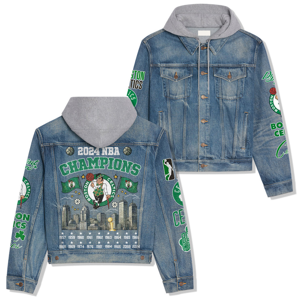 Boston Celtics Premium Hooded Denim Jacket New Collection AZBTHDJ000272