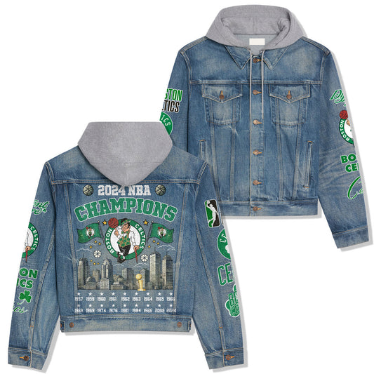 Boston Celtics Premium Hooded Denim Jacket New Collection AZBTHDJ000272