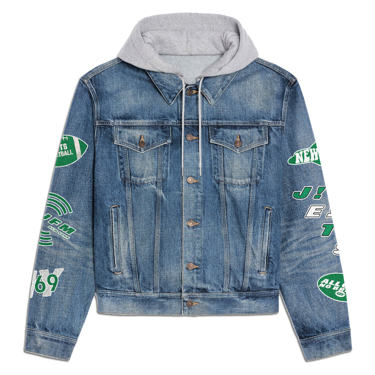 New York Jets  Premium Hooded Denim Jacket New Collection AZBTHDJ000232