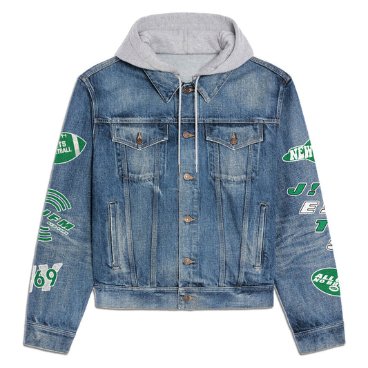New York Jets  Premium Hooded Denim Jacket New Collection AZBTHDJ000232