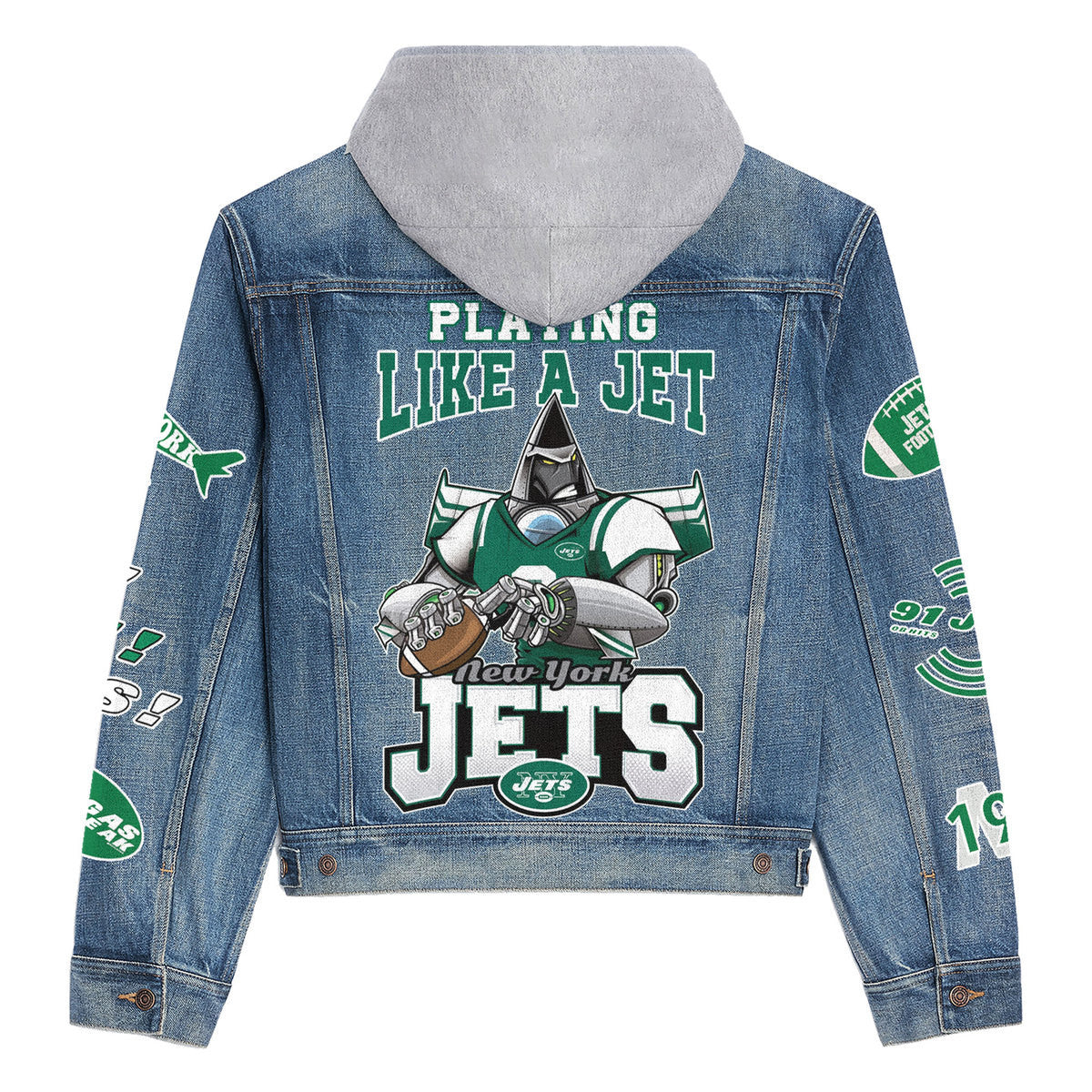 New York Jets  Premium Hooded Denim Jacket New Collection AZBTHDJ000232