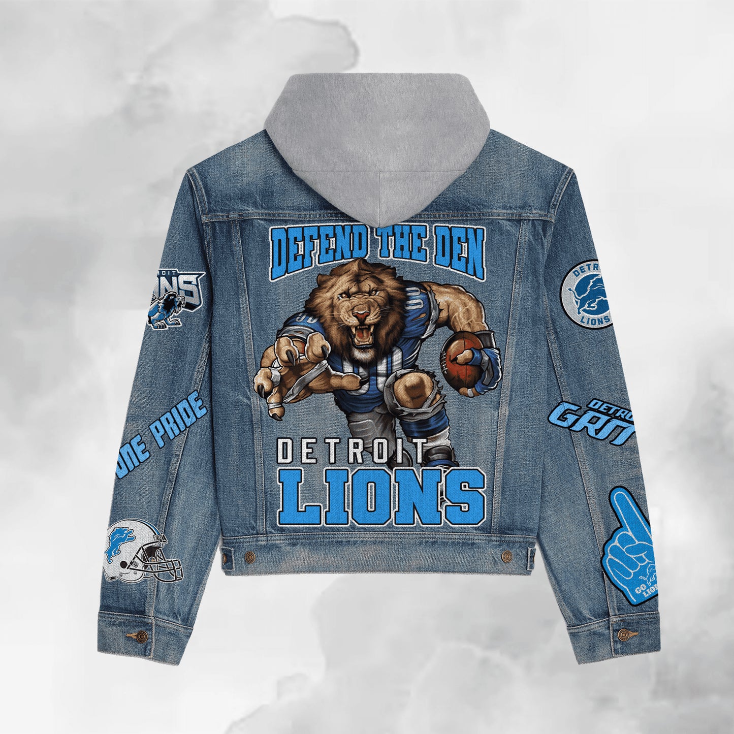 Detroit Lions Premium Hooded Denim Jacket New Collection AZBTHDJ000234