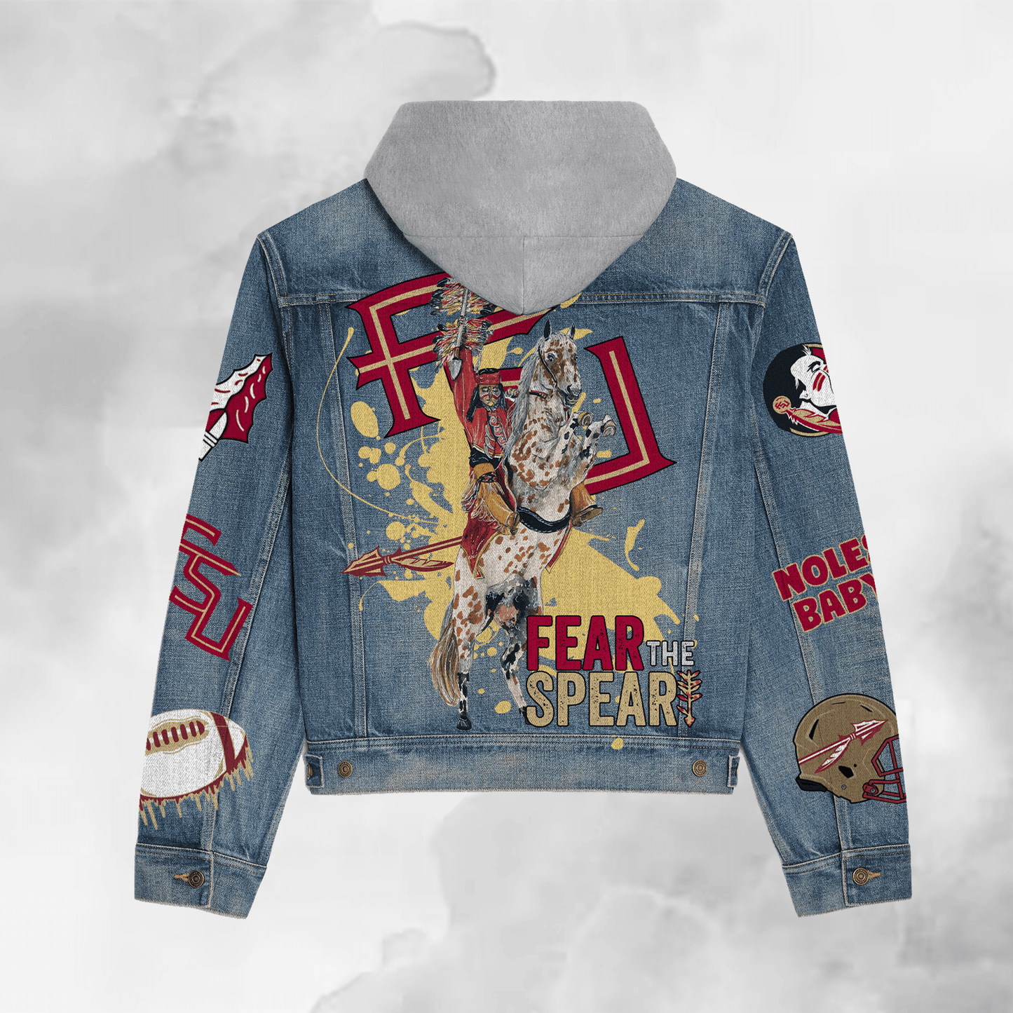 Florida State Seminoles Premium Hooded Denim Jacket New Collection AZBTHDJ000443