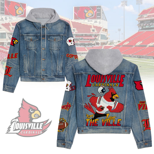 Louisville Cardinals Premium Hooded Denim Jacket New Collection AZBTHDJ000422