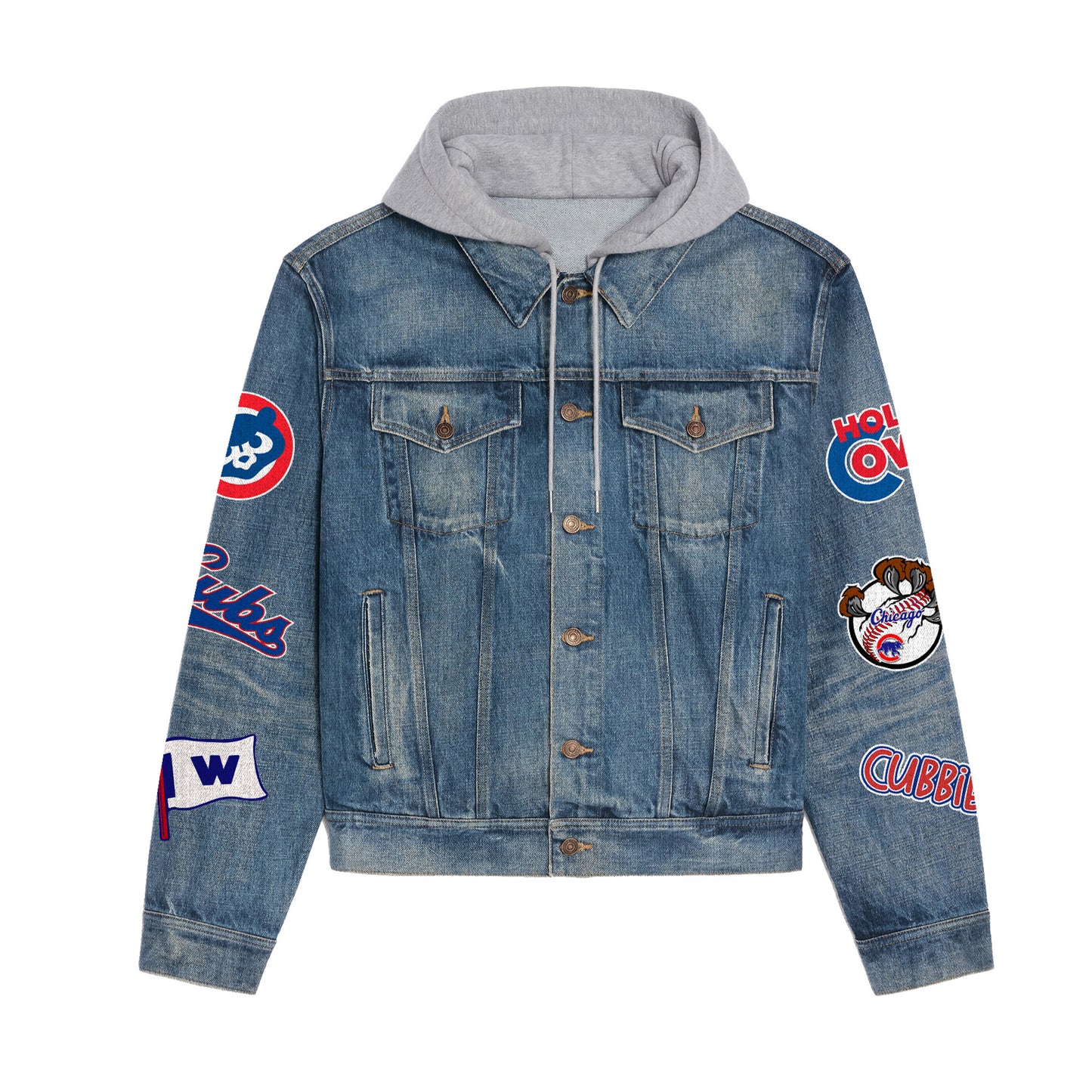 Chicago Cubs Premium Hooded Denim Jacket New Collection AZBTHDJ000591