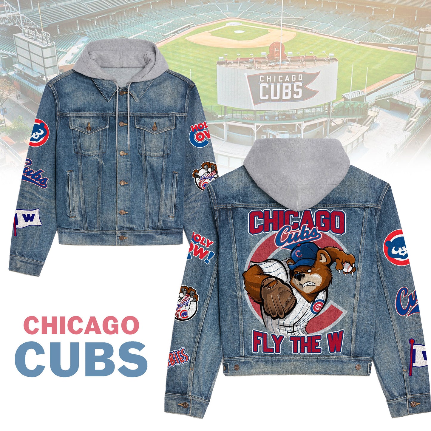 Chicago Cubs Premium Hooded Denim Jacket New Collection AZBTHDJ000591