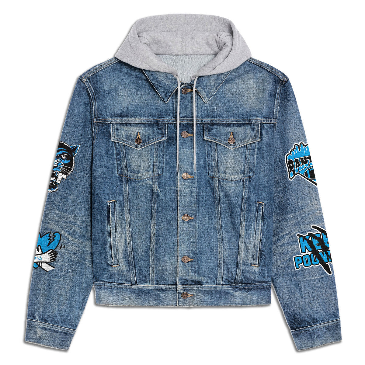 Carolina Panthers Premium Hooded Denim Jacket New Collection AZBTHDJ000190