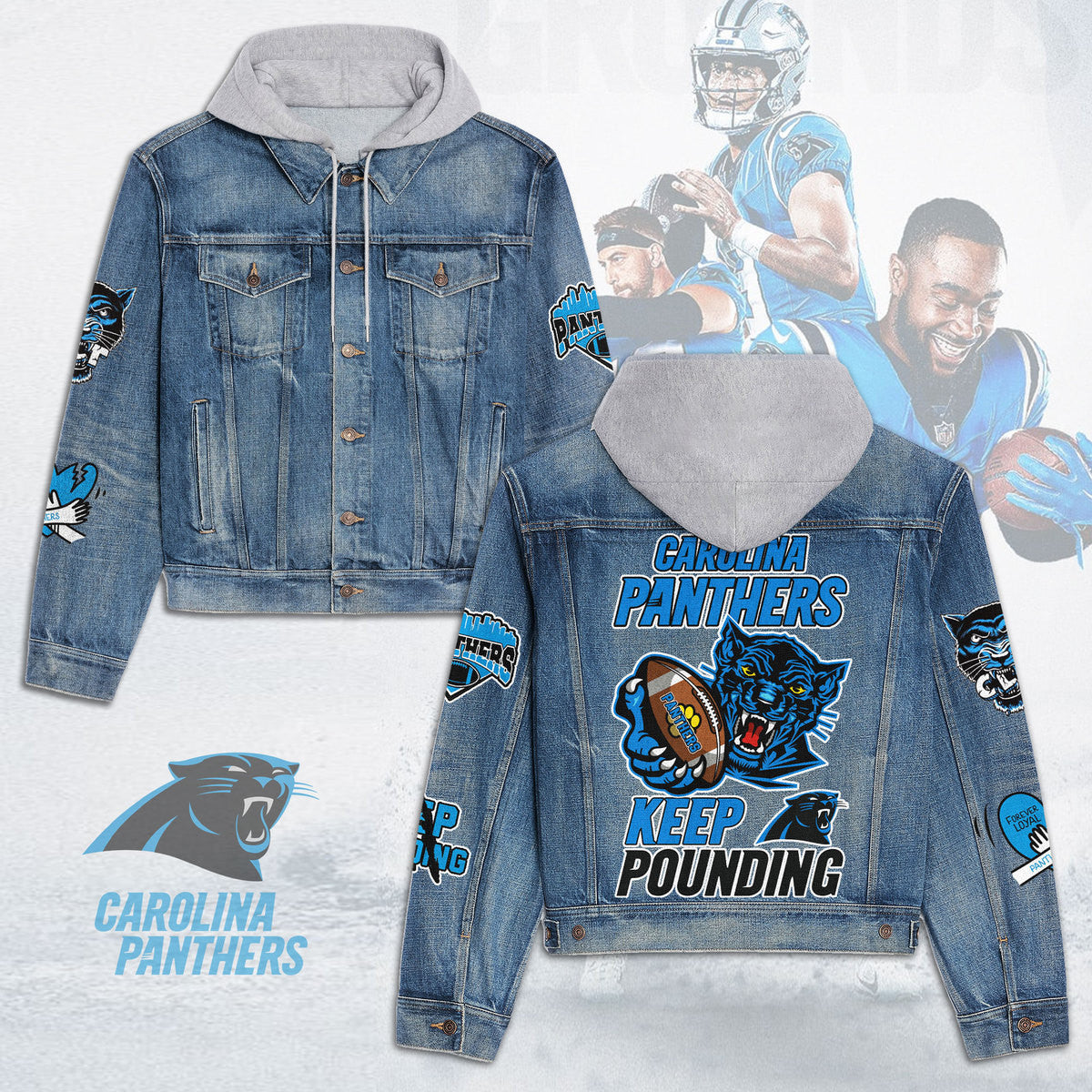 Carolina Panthers Premium Hooded Denim Jacket New Collection AZBTHDJ000190