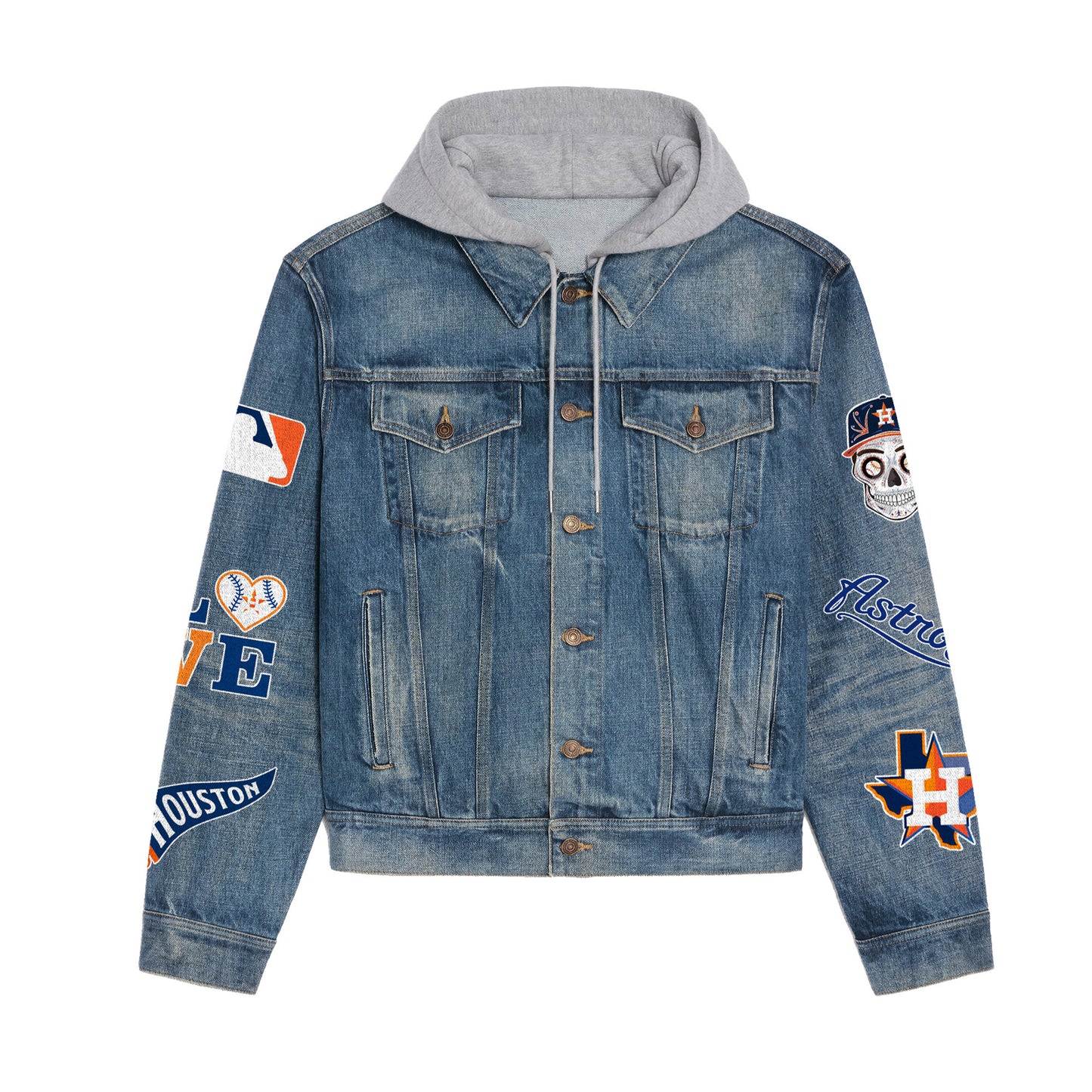 Houston Astros Premium Hooded Denim Jacket New Collection AZBTHDJ000592
