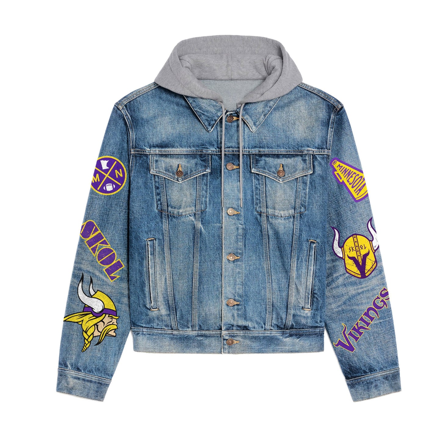 Minnesota Vikings   Premium Hooded Denim Jacket New Collection AZBTHDJ000192