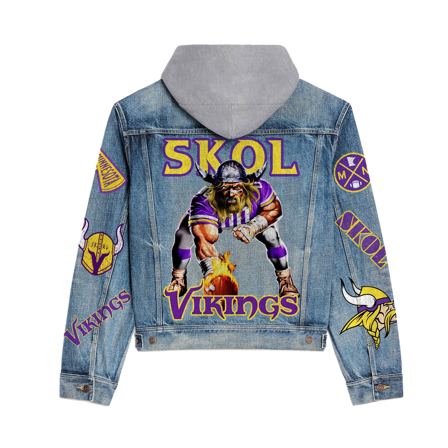 Minnesota Vikings   Premium Hooded Denim Jacket New Collection AZBTHDJ000192