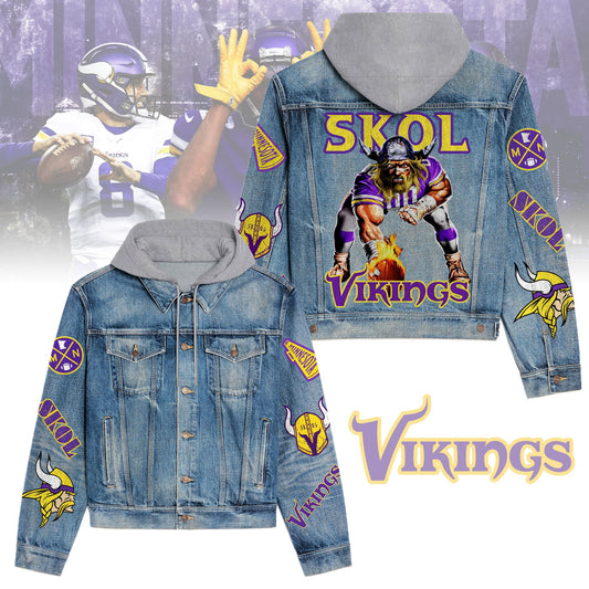 Minnesota Vikings   Premium Hooded Denim Jacket New Collection AZBTHDJ000192